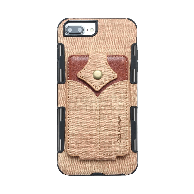 For iPhone 8 Plus & 7 Plus Cloth Texture + PU + TPU Shockproof Protective Case with Card Slots