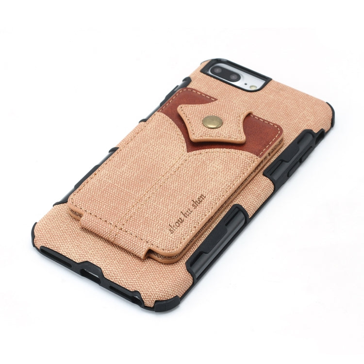 For iPhone 8 Plus & 7 Plus Cloth Texture + PU + TPU Shockproof Protective Case with Card Slots