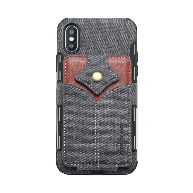 For iPhone XS / X Cloth Texture + PU + TPU Shockproof Protective Case with Card Slots