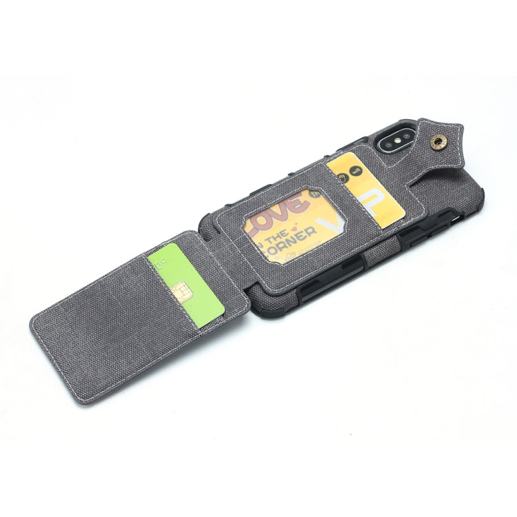 For iPhone XS / X Cloth Texture + PU + TPU Shockproof Protective Case with Card Slots