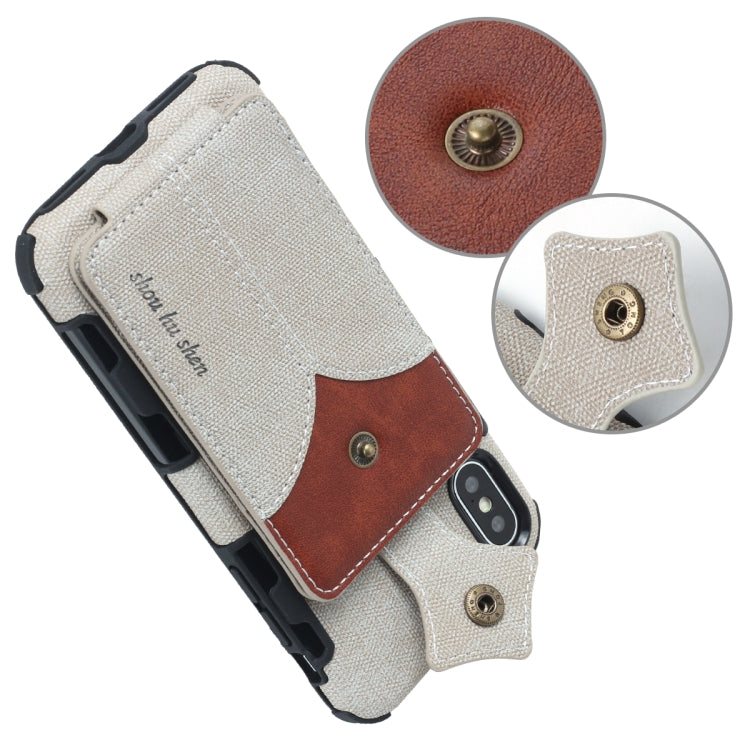 For iPhone XS / X Cloth Texture + PU + TPU Shockproof Protective Case with Card Slots