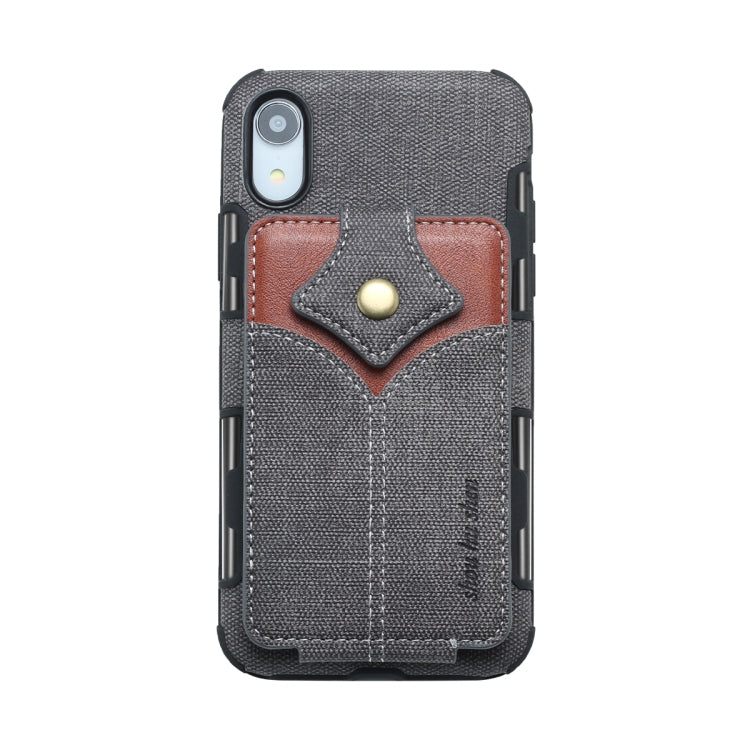 For iPhone XR Cloth Texture + PU + TPU Shockproof Protective Case with Card Slots