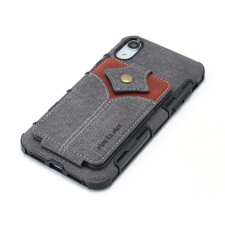 For iPhone XR Cloth Texture + PU + TPU Shockproof Protective Case with Card Slots