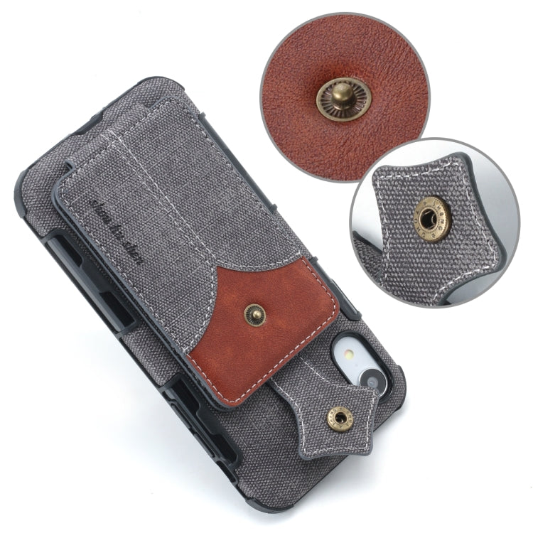 For iPhone XR Cloth Texture + PU + TPU Shockproof Protective Case with Card Slots