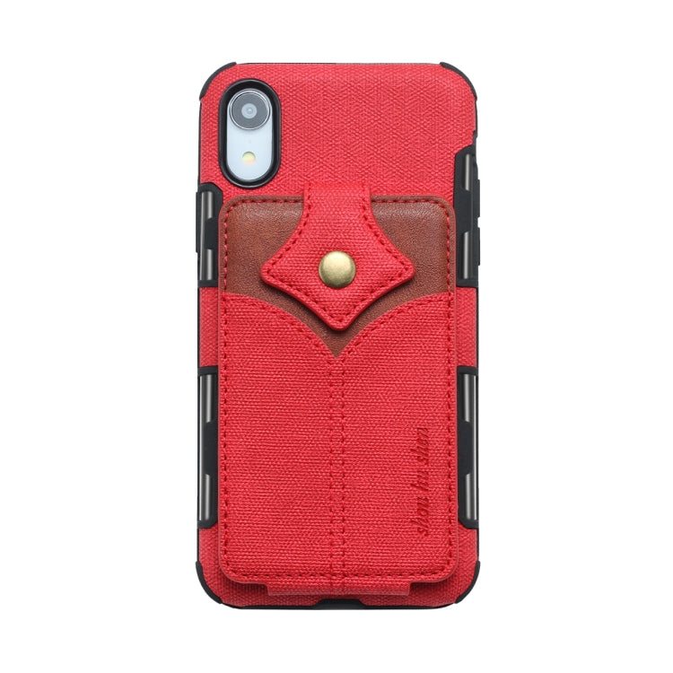 For iPhone XR Cloth Texture + PU + TPU Shockproof Protective Case with Card Slots