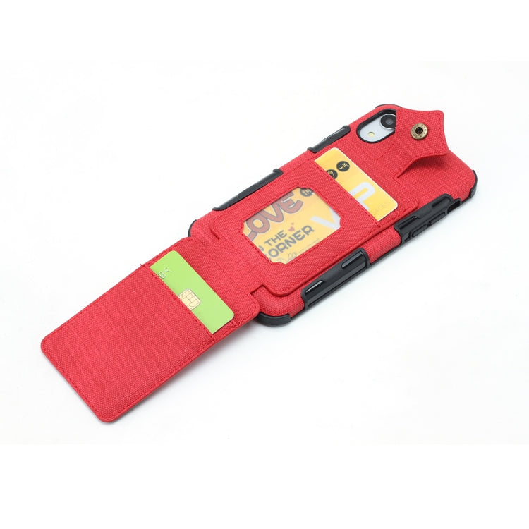 For iPhone XR Cloth Texture + PU + TPU Shockproof Protective Case with Card Slots