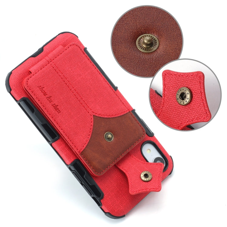 For iPhone XR Cloth Texture + PU + TPU Shockproof Protective Case with Card Slots