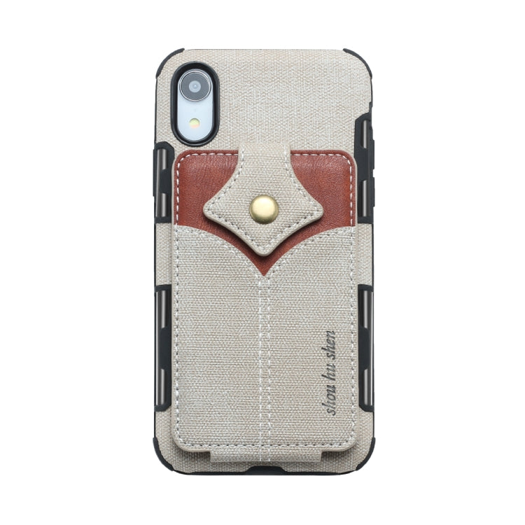 For iPhone XR Cloth Texture + PU + TPU Shockproof Protective Case with Card Slots