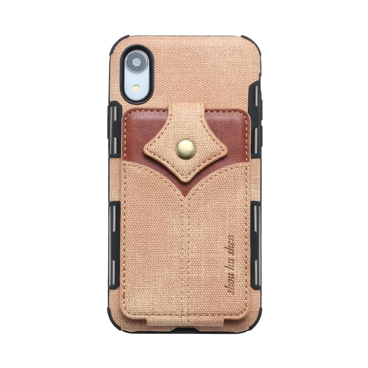 For iPhone XR Cloth Texture + PU + TPU Shockproof Protective Case with Card Slots