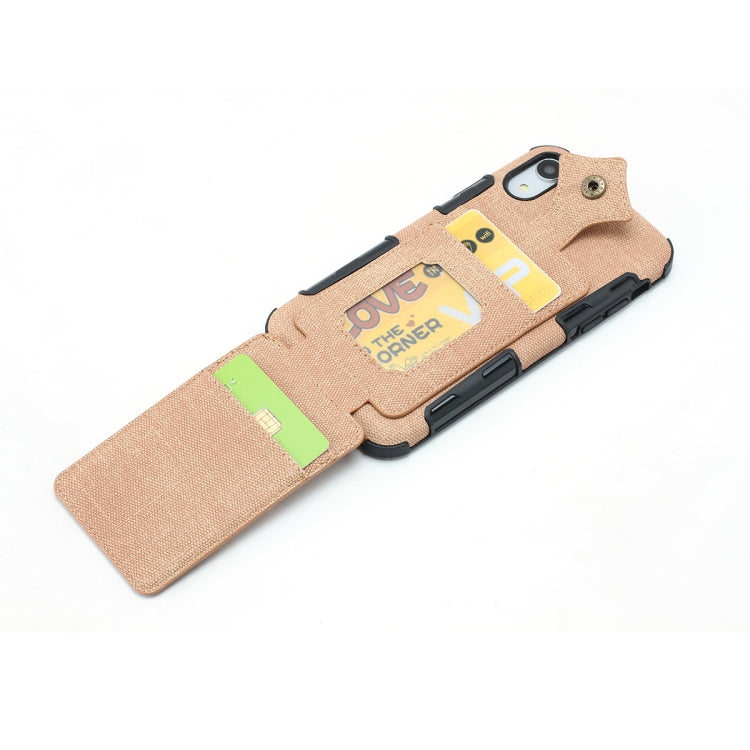 For iPhone XR Cloth Texture + PU + TPU Shockproof Protective Case with Card Slots