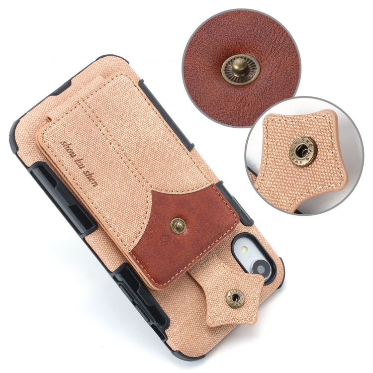For iPhone XR Cloth Texture + PU + TPU Shockproof Protective Case with Card Slots
