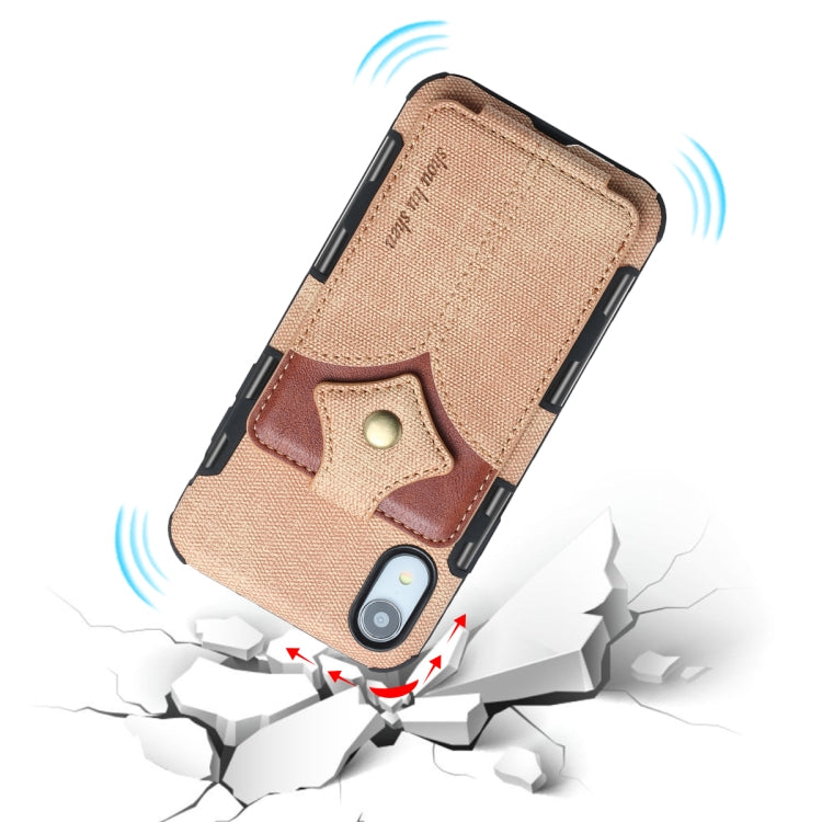 For iPhone XR Cloth Texture + PU + TPU Shockproof Protective Case with Card Slots