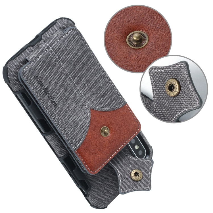 For iPhone XS Max Cloth Texture + PU + TPU Shockproof Protective Case with Card Slots