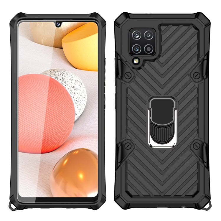 For Samsung Galaxy A42 5G Cool Armor PC + TPU Shockproof Case with 360 Degree Rotation Ring Holder