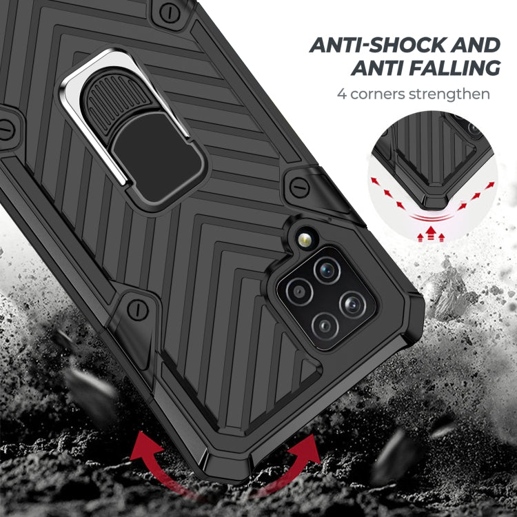 For Samsung Galaxy A42 5G Cool Armor PC + TPU Shockproof Case with 360 Degree Rotation Ring Holder