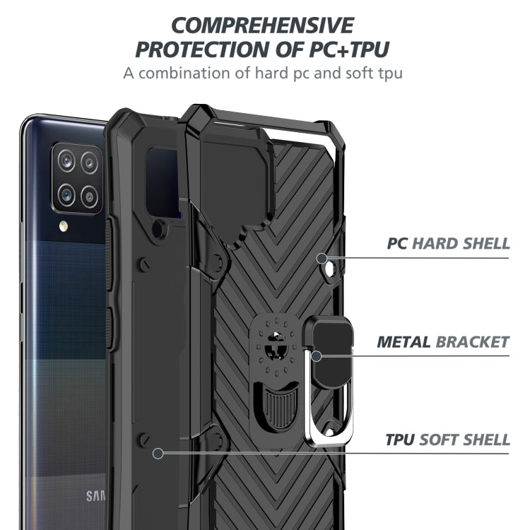 For Samsung Galaxy A42 5G Cool Armor PC + TPU Shockproof Case with 360 Degree Rotation Ring Holder