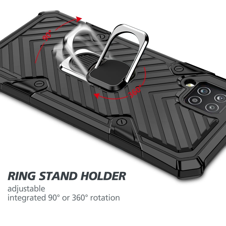 For Samsung Galaxy A42 5G Cool Armor PC + TPU Shockproof Case with 360 Degree Rotation Ring Holder