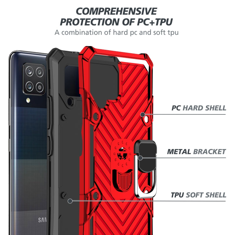 For Samsung Galaxy A42 5G Cool Armor PC + TPU Shockproof Case with 360 Degree Rotation Ring Holder