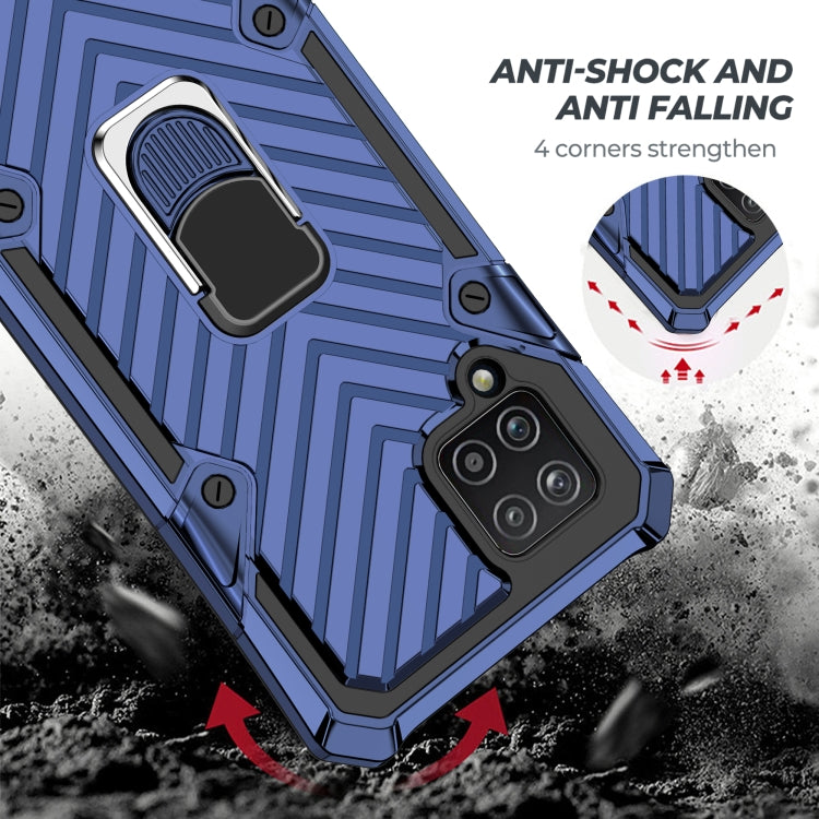 For Samsung Galaxy A42 5G Cool Armor PC + TPU Shockproof Case with 360 Degree Rotation Ring Holder
