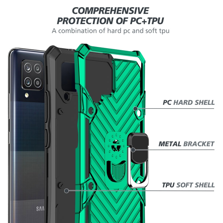 For Samsung Galaxy A42 5G Cool Armor PC + TPU Shockproof Case with 360 Degree Rotation Ring Holder
