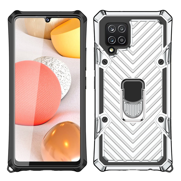 For Samsung Galaxy A42 5G Cool Armor PC + TPU Shockproof Case with 360 Degree Rotation Ring Holder