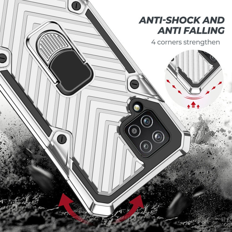 For Samsung Galaxy A42 5G Cool Armor PC + TPU Shockproof Case with 360 Degree Rotation Ring Holder