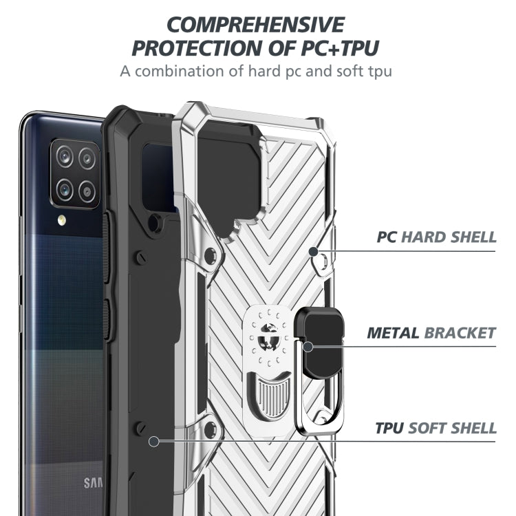 For Samsung Galaxy A42 5G Cool Armor PC + TPU Shockproof Case with 360 Degree Rotation Ring Holder