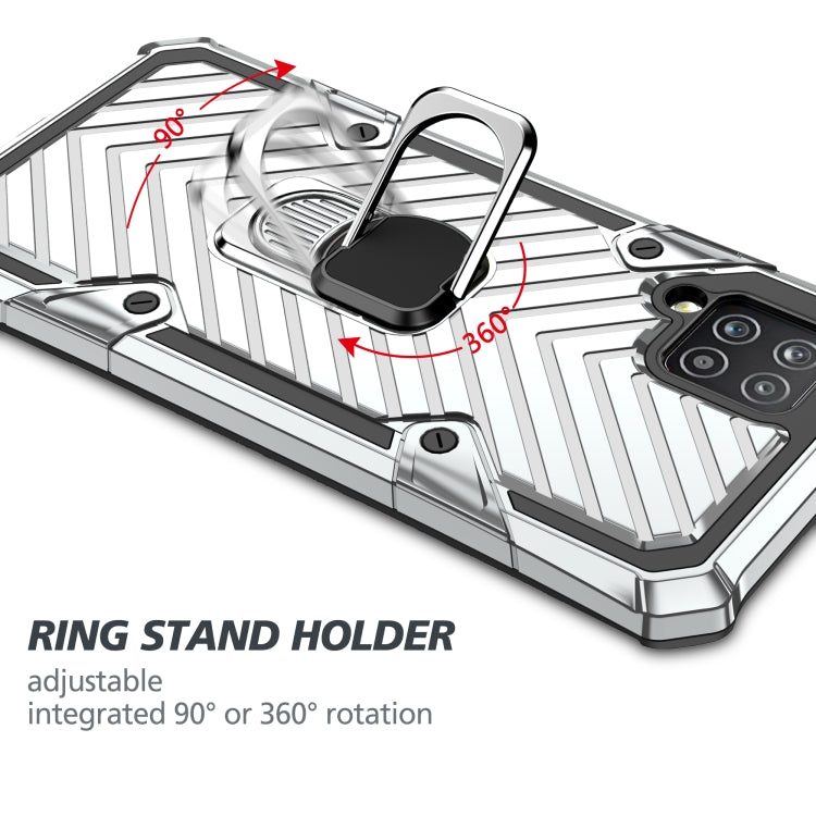 For Samsung Galaxy A42 5G Cool Armor PC + TPU Shockproof Case with 360 Degree Rotation Ring Holder