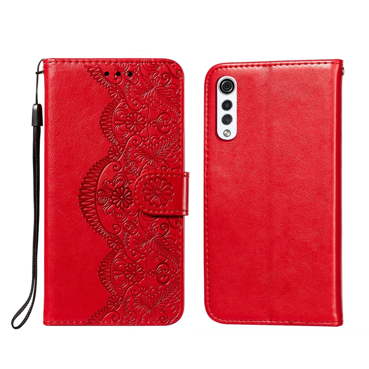 For LG G9 Flower Vine Embossing Pattern Horizontal Flip Leather Case with Card Slot & Holder & Wallet & Lanyard