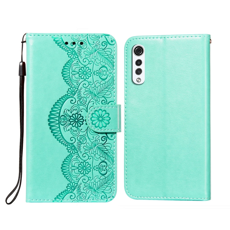 For LG G9 Flower Vine Embossing Pattern Horizontal Flip Leather Case with Card Slot & Holder & Wallet & Lanyard