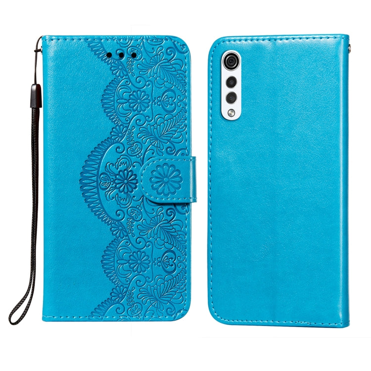 For LG G9 Flower Vine Embossing Pattern Horizontal Flip Leather Case with Card Slot & Holder & Wallet & Lanyard