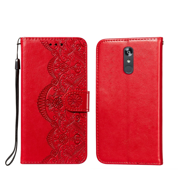 For LG Stylo 4 Flower Vine Embossing Pattern Horizontal Flip Leather Case with Card Slot & Holder & Wallet & Lanyard
