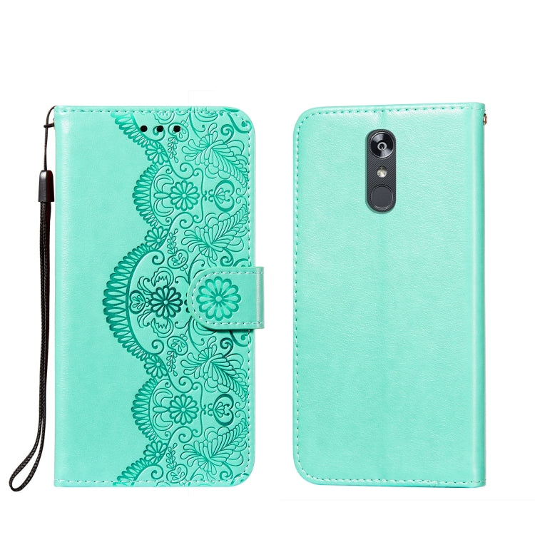 For LG Stylo 4 Flower Vine Embossing Pattern Horizontal Flip Leather Case with Card Slot & Holder & Wallet & Lanyard