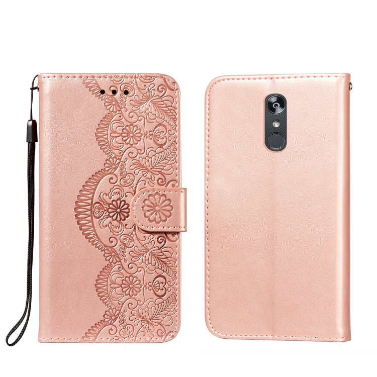 For LG Stylo 4 Flower Vine Embossing Pattern Horizontal Flip Leather Case with Card Slot & Holder & Wallet & Lanyard