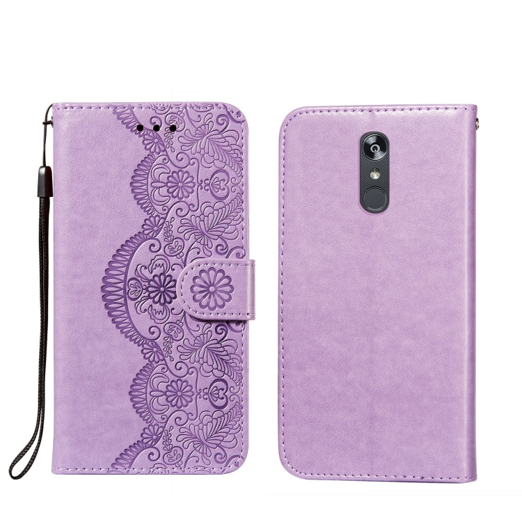 For LG Stylo 4 Flower Vine Embossing Pattern Horizontal Flip Leather Case with Card Slot & Holder & Wallet & Lanyard