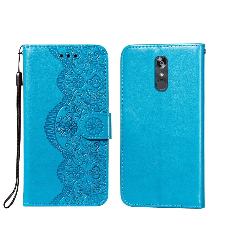 For LG Stylo 4 Flower Vine Embossing Pattern Horizontal Flip Leather Case with Card Slot & Holder & Wallet & Lanyard