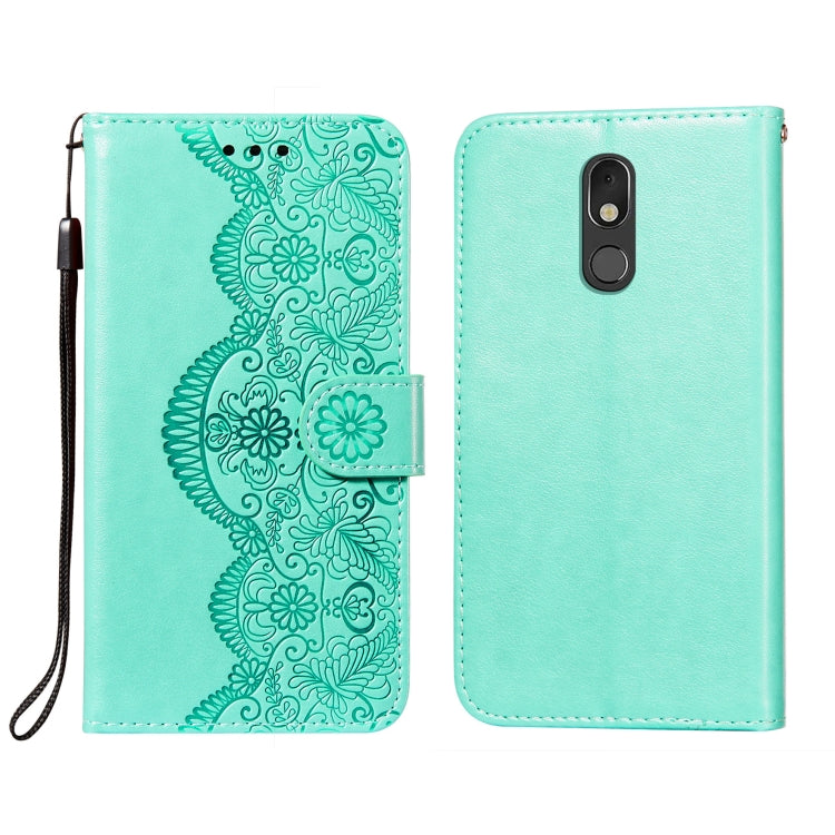 For LG Stylo 5 Flower Vine Embossing Pattern Horizontal Flip Leather Case with Card Slot & Holder & Wallet & Lanyard