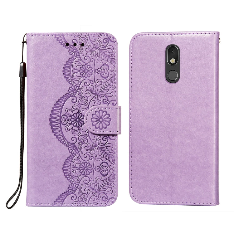 For LG Stylo 5 Flower Vine Embossing Pattern Horizontal Flip Leather Case with Card Slot & Holder & Wallet & Lanyard