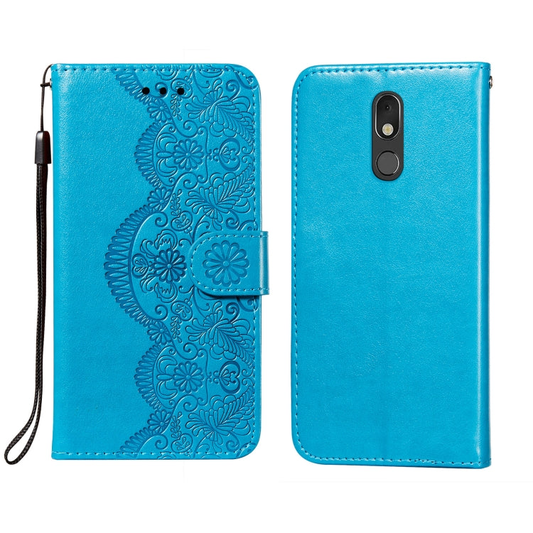 For LG Stylo 5 Flower Vine Embossing Pattern Horizontal Flip Leather Case with Card Slot & Holder & Wallet & Lanyard