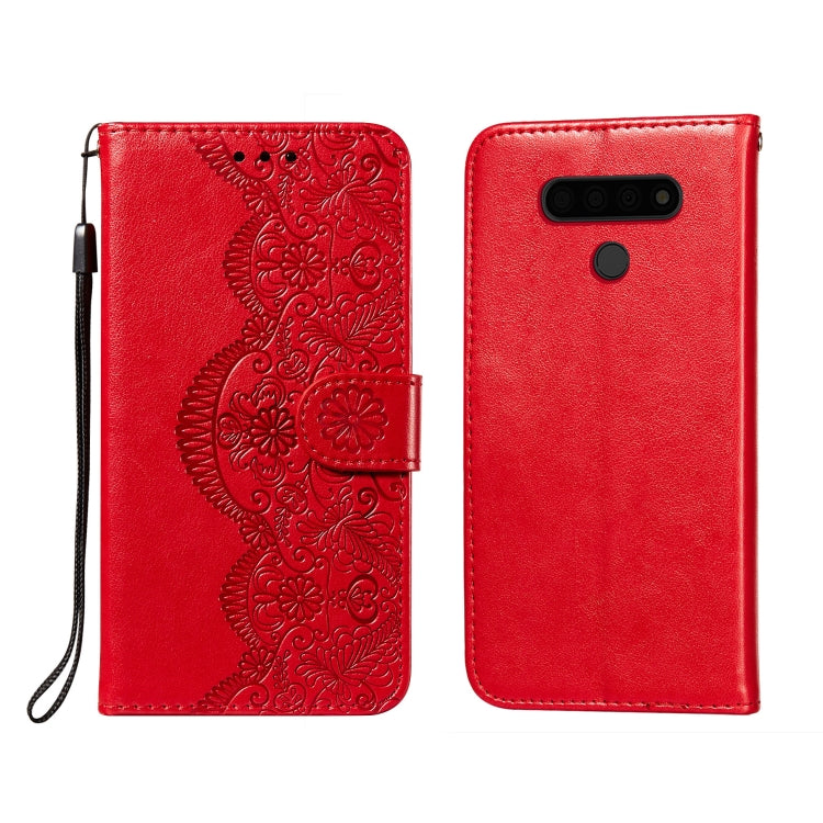 For LG Stylo 6 Flower Vine Embossing Pattern Horizontal Flip Leather Case with Card Slot & Holder & Wallet & Lanyard