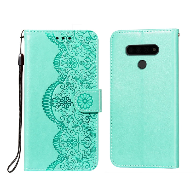 For LG Stylo 6 Flower Vine Embossing Pattern Horizontal Flip Leather Case with Card Slot & Holder & Wallet & Lanyard