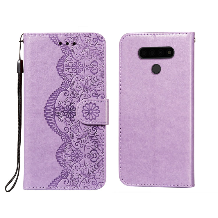 For LG Stylo 6 Flower Vine Embossing Pattern Horizontal Flip Leather Case with Card Slot & Holder & Wallet & Lanyard