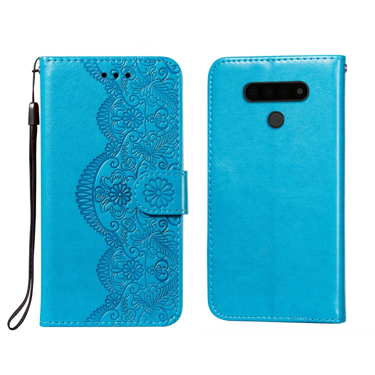 For LG Stylo 6 Flower Vine Embossing Pattern Horizontal Flip Leather Case with Card Slot & Holder & Wallet & Lanyard
