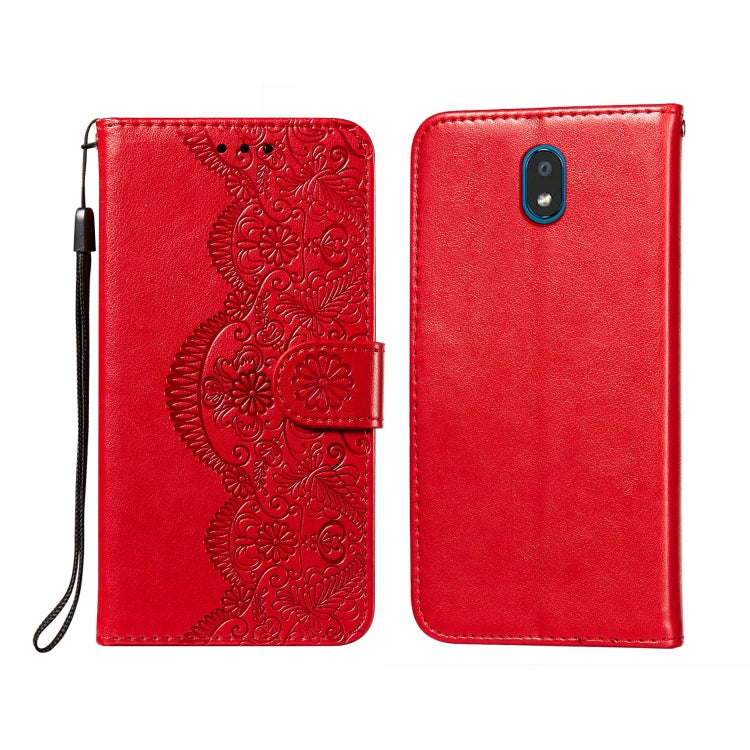 For LG K30 Flower Vine Embossing Pattern Horizontal Flip Leather Case with Card Slot & Holder & Wallet & Lanyard