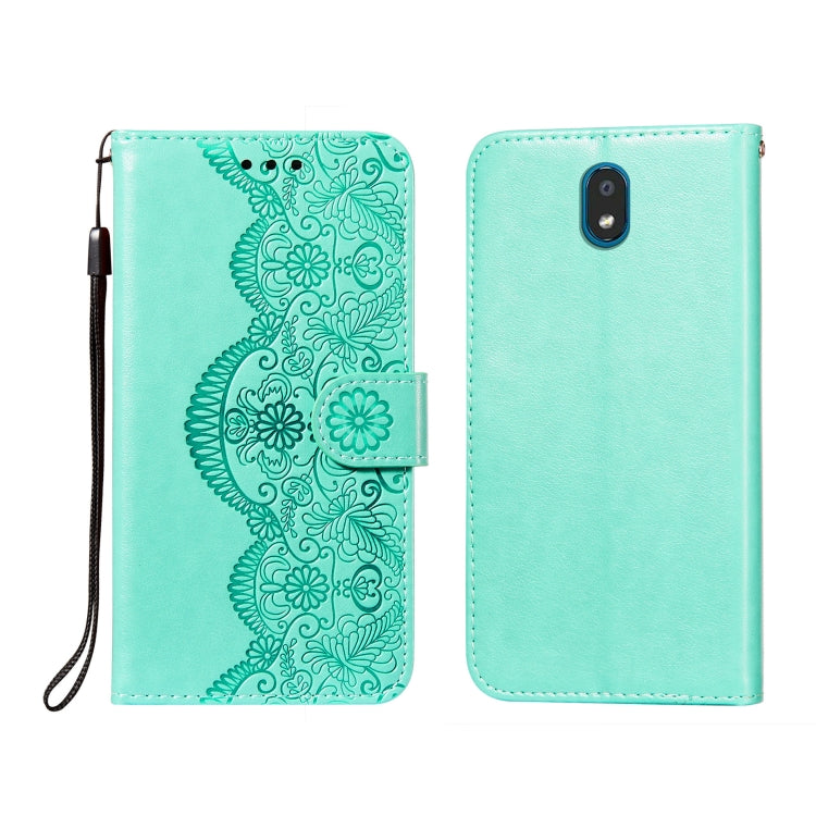 For LG K30 Flower Vine Embossing Pattern Horizontal Flip Leather Case with Card Slot & Holder & Wallet & Lanyard