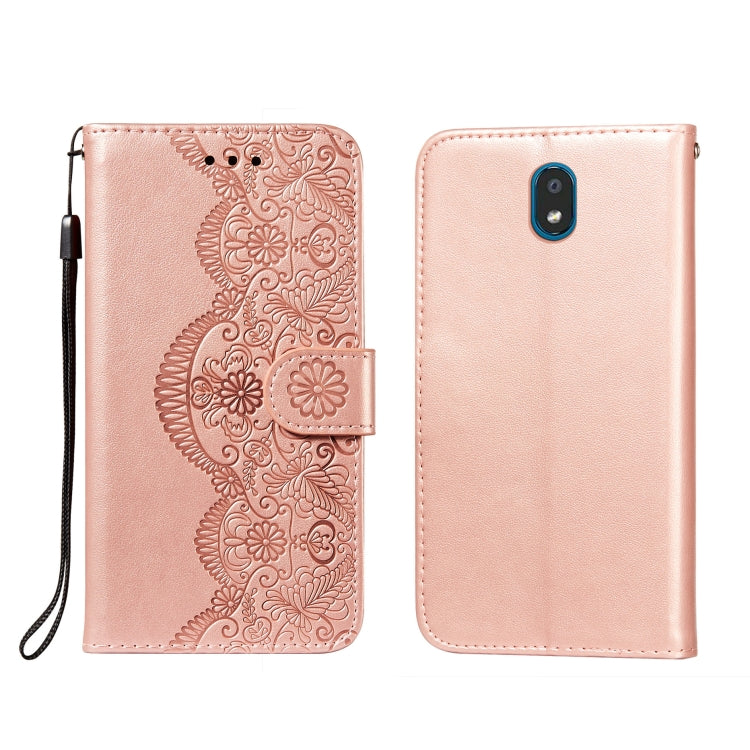 For LG K30 Flower Vine Embossing Pattern Horizontal Flip Leather Case with Card Slot & Holder & Wallet & Lanyard