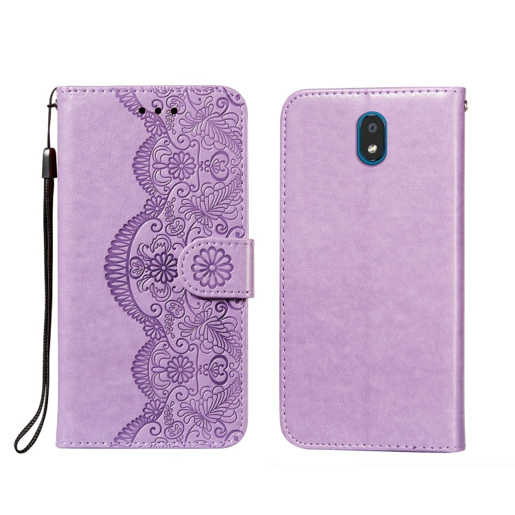 For LG K30 Flower Vine Embossing Pattern Horizontal Flip Leather Case with Card Slot & Holder & Wallet & Lanyard