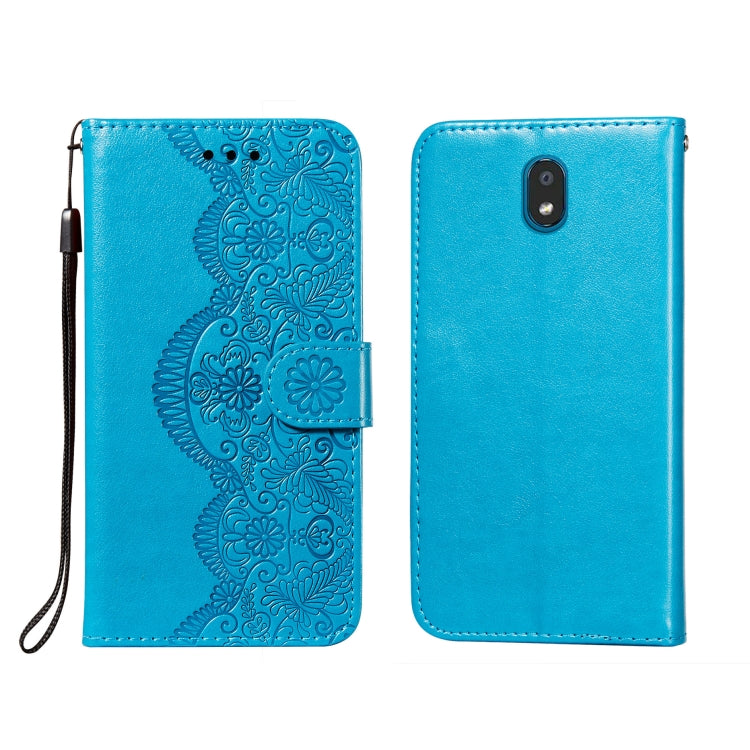 For LG K30 Flower Vine Embossing Pattern Horizontal Flip Leather Case with Card Slot & Holder & Wallet & Lanyard