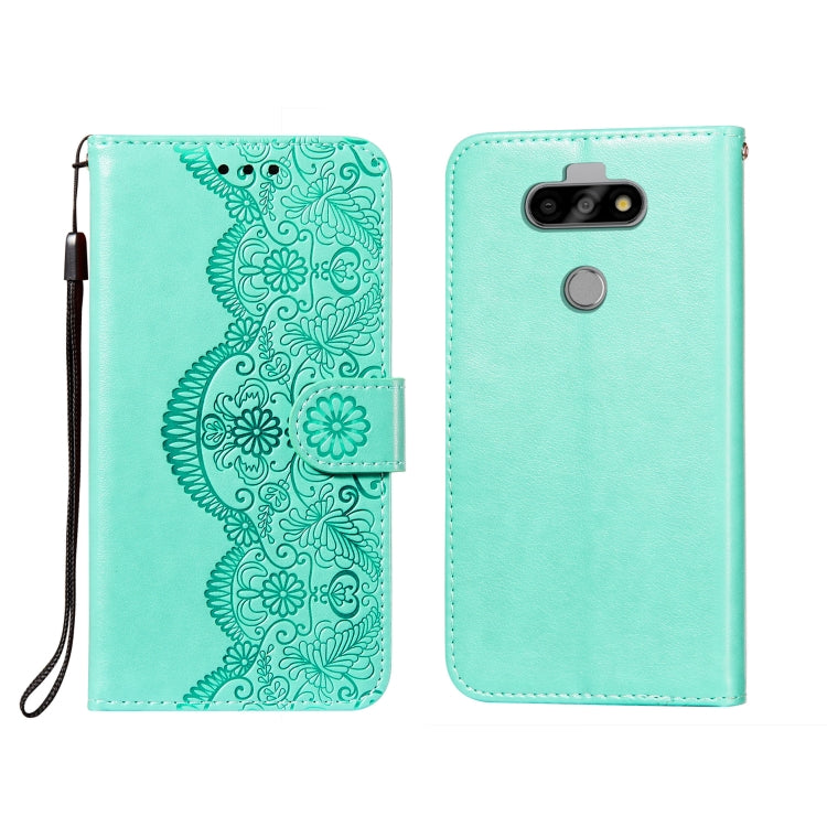 For LG K31 Flower Vine Embossing Pattern Horizontal Flip Leather Case with Card Slot & Holder & Wallet & Lanyard