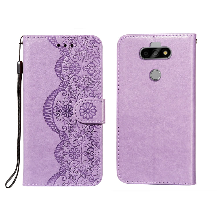 For LG K31 Flower Vine Embossing Pattern Horizontal Flip Leather Case with Card Slot & Holder & Wallet & Lanyard